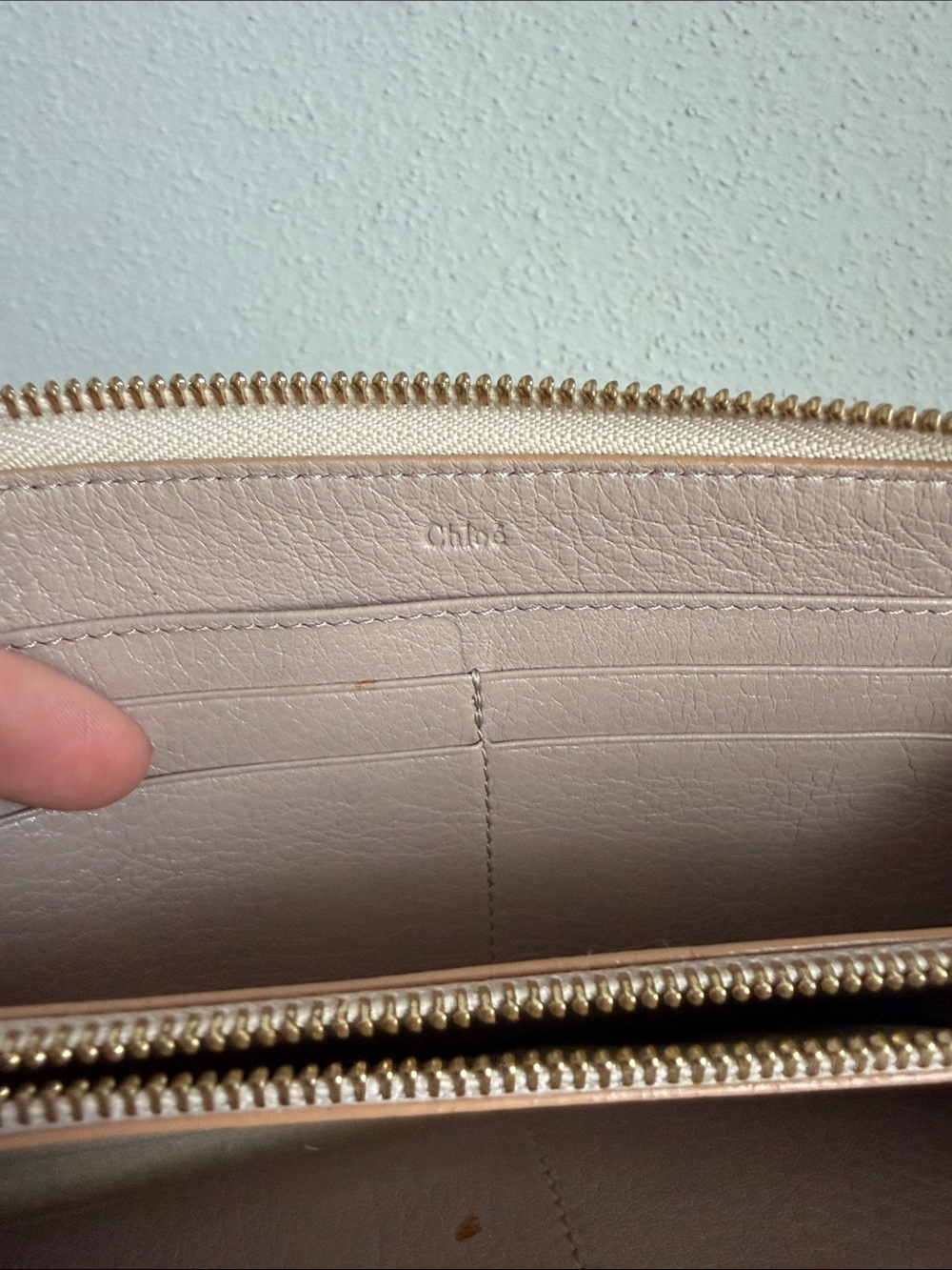 CHLOE Blush Nude Calf Leather Bow Continental Wallet Clutch - Picture 6 of 9
